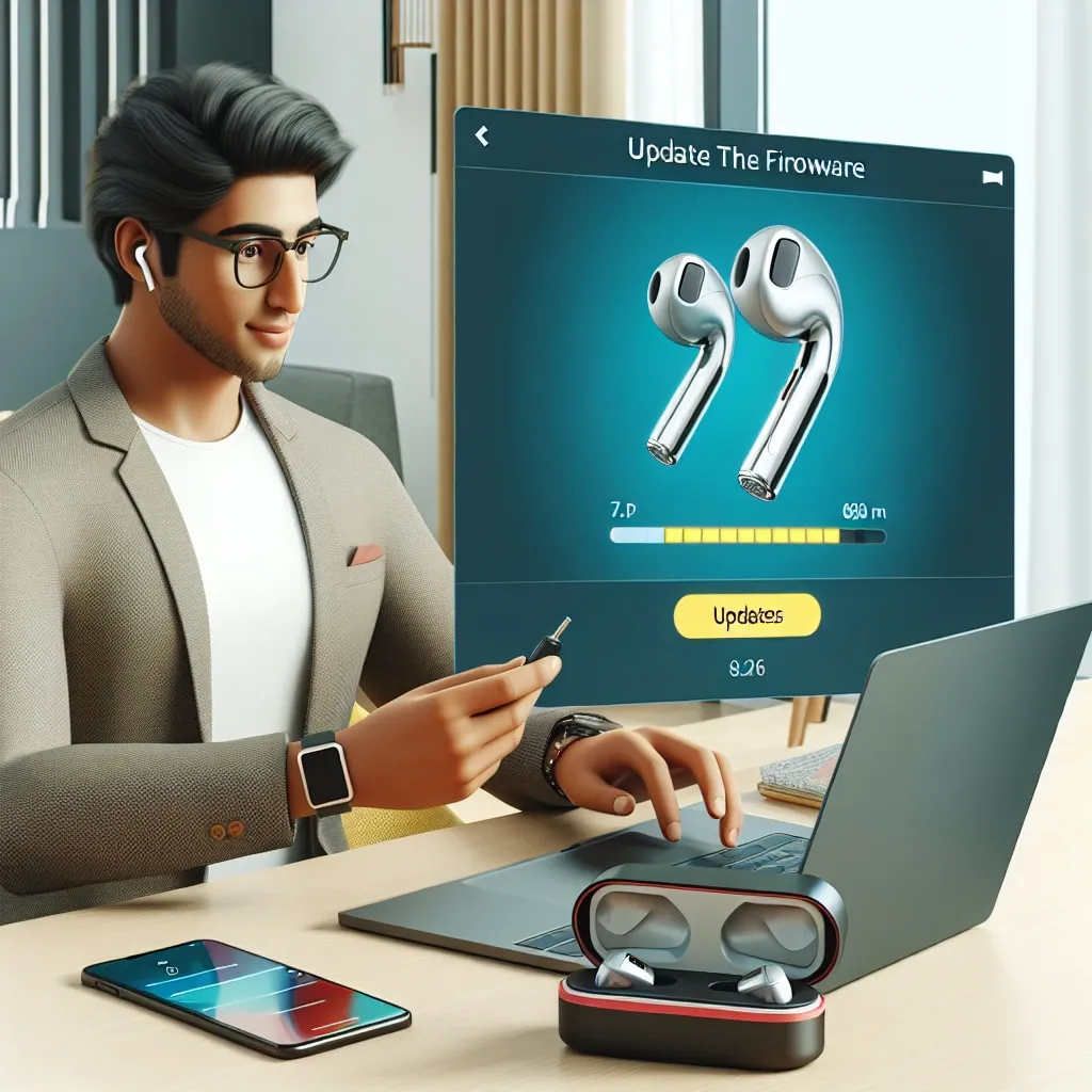 "Step-by-step guide to updating Pixel Buds firmware, featuring an image of a user accessing the settings on a mobile device."
